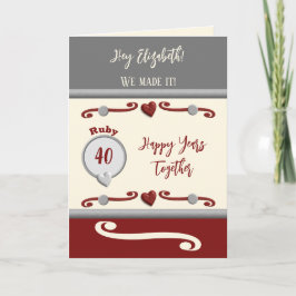 Ehefrau Liebe Sie ruby 40-jähriges Jubiläum grau Karte