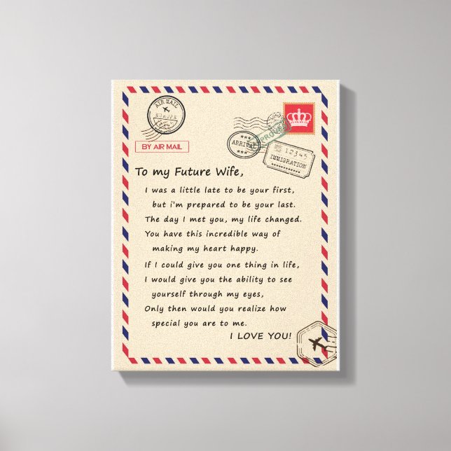 Ehefrau Liebhaber | Für meine zukünftige Ehefrau L Leinwanddruck (Vorderseite)