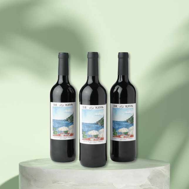 Ehefrau Lotus Junggeselinnen-Abschied - Weinetiket Weinetikett (Custom Amalfi Coast bachelorette wine label – perfect for a luxe “Wife Lotus” weekend! 🍋🍷 SHOP NOW)