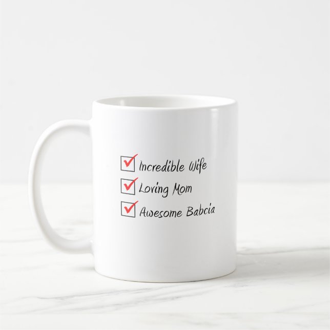 Ehefrau Mama Babcia Polnische Frau Kaffeetasse (Links)