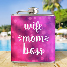 Ehefrau Mama Boss Babe Script Typografie Bold Hot  Flachmann