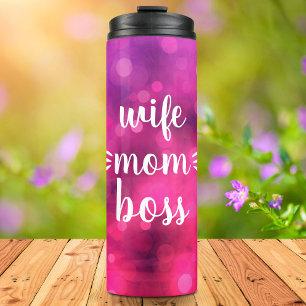 Ehefrau Mama Boss Babe Script Typografie Bold Hot  Thermosbecher