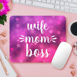 Ehefrau Mama Boss Babe Spaß Script Typografie Hot  Mousepad