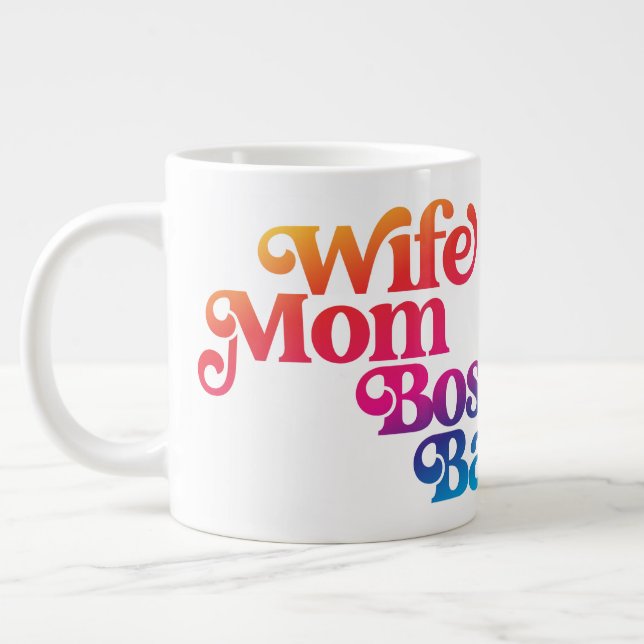 Ehefrau Mama Boss Badass Niedlich Funny Mama Spaß  Jumbo-Tasse (Links)