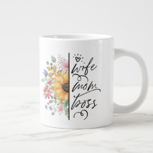 Ehefrau Mama Boss Badass Sonnenblumen Muttertag Jumbo-Tasse