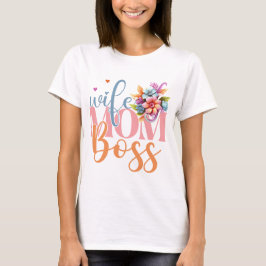 Ehefrau Mama Boss" Blumengrafik T-Shirt