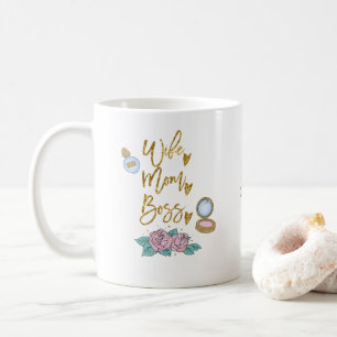Ehefrau Mama Boss Gold Typografie/Name Kaffeetasse