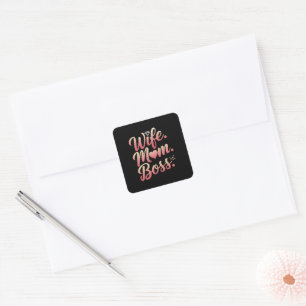 Ehefrau Mama Boss - Mütter Tag Geschenke Ideen Quadratischer Aufkleber