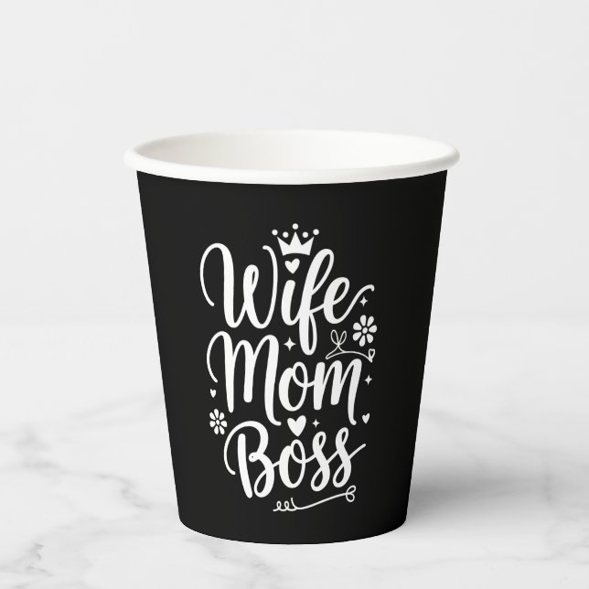 Ehefrau Mama Boss Niedliches Muttertagsgeschenk Pappbecher (Vorderseite)