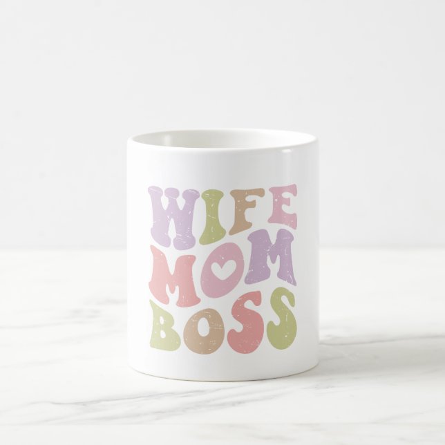 Ehefrau Mama Boss Retro Script Muttertag Kaffeetasse (Mittel)