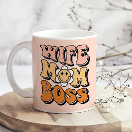 "Ehefrau Mama Boss" Rosa Rosa Groovy Retro Kaffeetasse