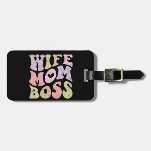Ehefrau Mama Chef Retro Groovy Muttertag Schwarz Gepäckanhänger