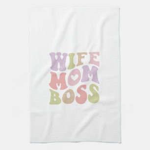 Ehefrau Mama Chef Retro Schriftzug Muttertag Geschirrtuch