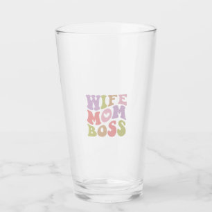 Ehefrau Mama Chef Retro Schriftzug Muttertag Glas