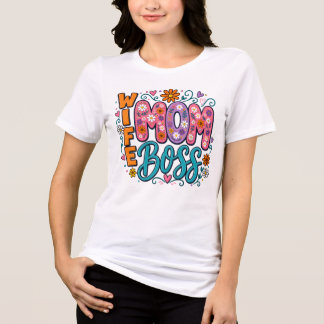 Ehefrau Mama Chefin Floral Daisy Mama Leben Design Tri-Blend Shirt