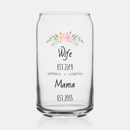 Ehefrau & Mama Custom Floral Family Title mit Est Dosenglas