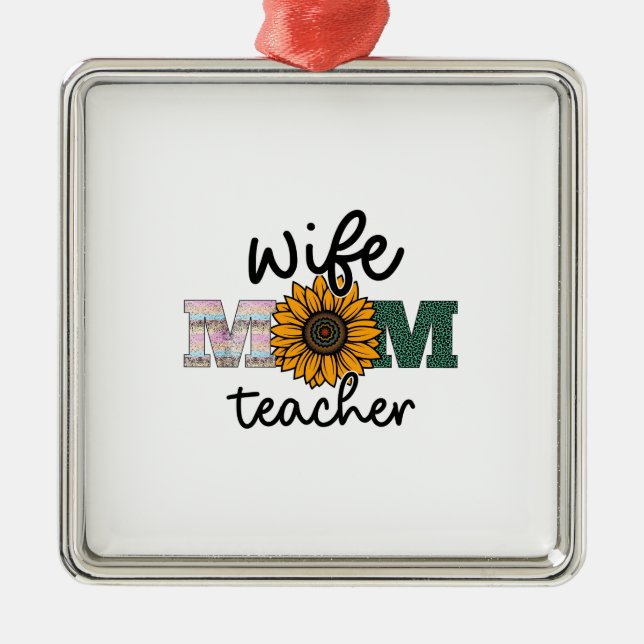 Ehefrau Mama Lehrer Ornament Aus Metall (Vorne)