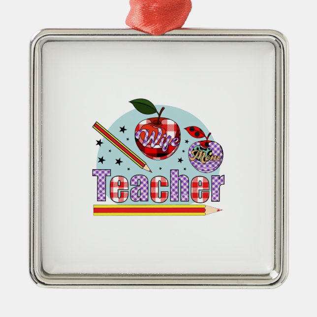 Ehefrau Mama Lehrer Ornament Aus Metall (Vorne)