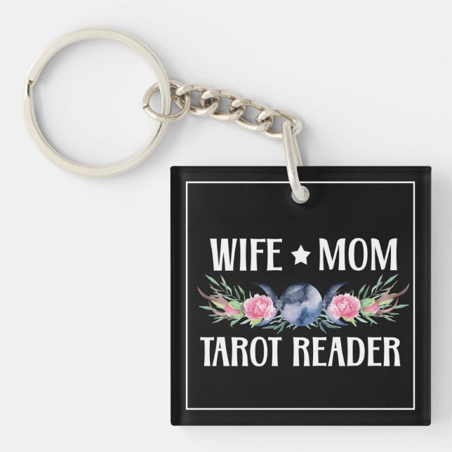 Ehefrau Mama Tarot Reader Blume Moon Antlers Boho Schlüsselanhänger (Vorderseite)