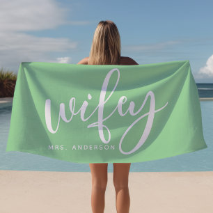 Ehefrau Mintgrün und Weiß Frischvermählte Braut Strandtuch