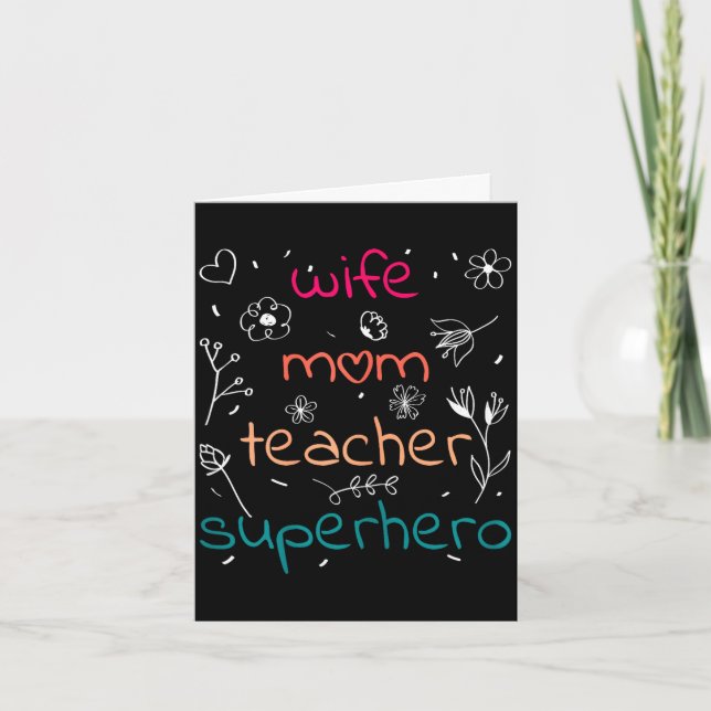 Ehefrau Mutter Lehrerin Superheldin Muttertag Erzi Karte (Vorderseite)