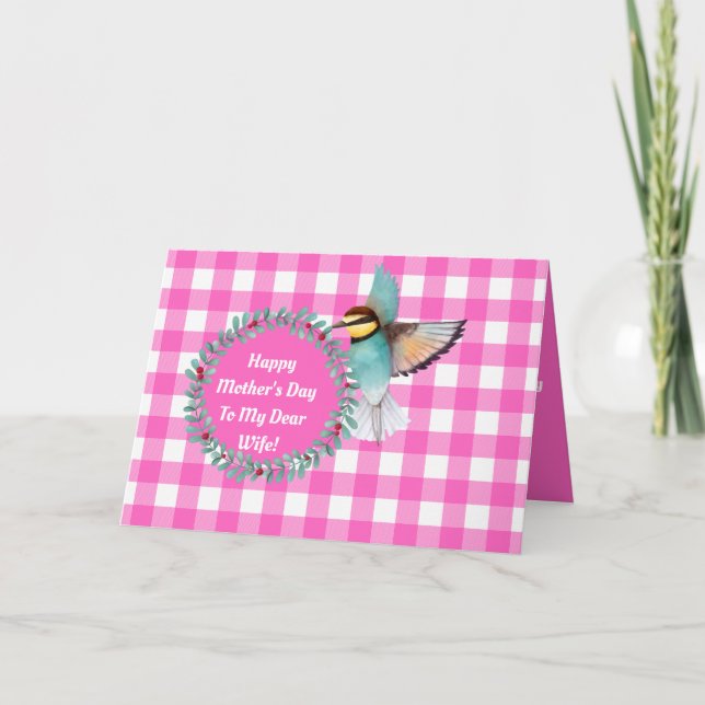 Ehefrau Mütter Tag Vintage Vogelgrippe Karte (Vorderseite)