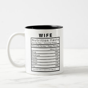 Ehefrau Nutrition Facts Statistics Funny Zweifarbige Tasse