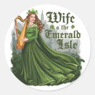 Ehefrau o'the Emerald Isle - Celtic Irish Elegance Runder Aufkleber