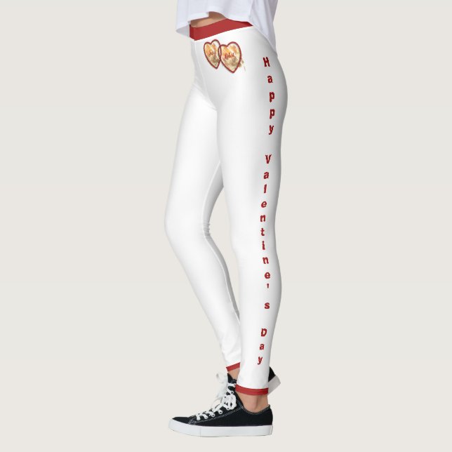 Ehefrau Red Hearts Moderner Valentinstag Leggings (Links)