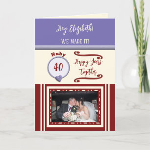 Ehefrau ruby 40 Jahre lila Foto Karte