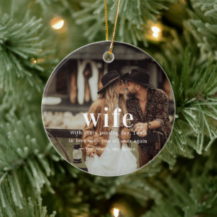 Ehefrau Sentimental Foto Keepake Weihnachten Keramik Ornament