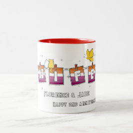 Ehefrau Sonnenuntergang Lesbenflagge Herzlichen Ja Zweifarbige Tasse