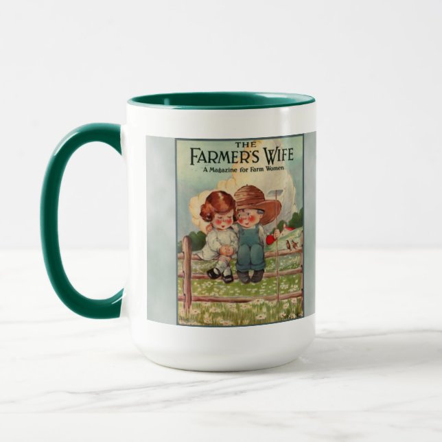 Ehefrau-Tasse des Vintagen Bauern Tasse (Links)