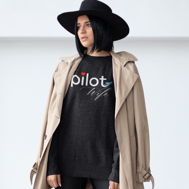Ehefrau-Typografie und Flugzeug, einfach, Minimali Sweatshirt (Von Creator hochgeladen)
