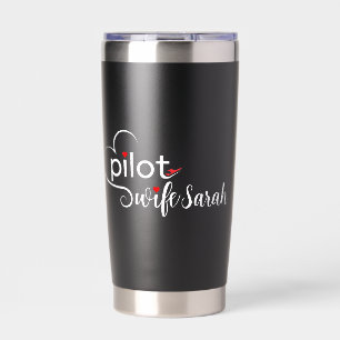Ehefrau-Typografie und Flugzeug, einfach, Minimali Thermobecher