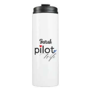Ehefrau-Typografie und Flugzeug, einfach, Minimali Thermosbecher