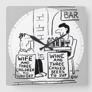 Ehefrau und 3 Kinder unterstützen Quadratische Wanduhr