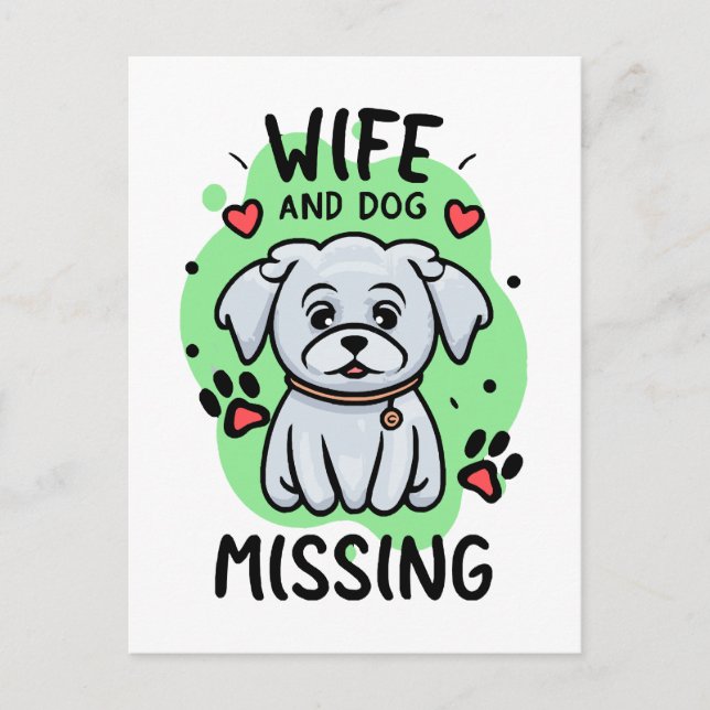Ehefrau und Hund Vermisst Postkarte (Vorderseite)