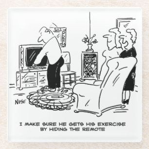 Ehefrau Versteckt die Remote-Kontrolle des Fernseh Glasuntersetzer