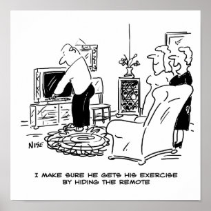 Ehefrau Versteckt die Remote-Kontrolle des Fernseh Poster