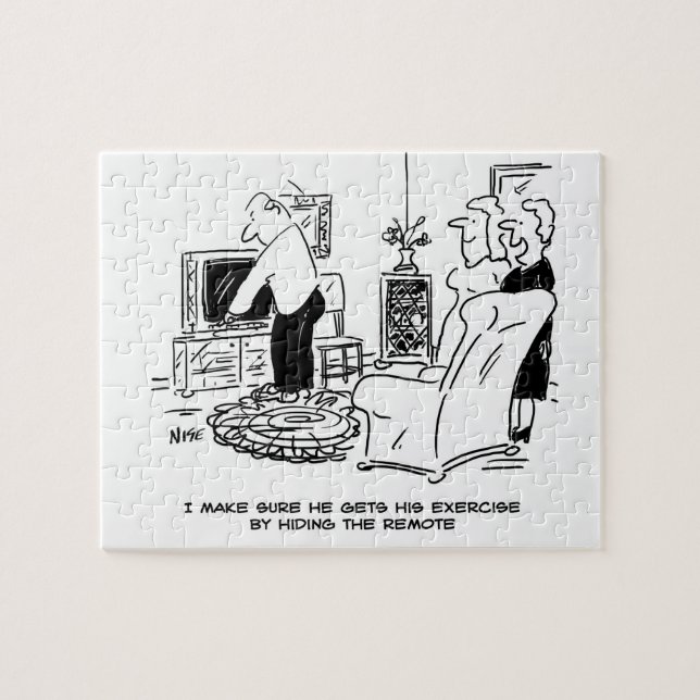 Ehefrau Versteckt die Remote-Kontrolle des Fernseh Puzzle (Horizontal)