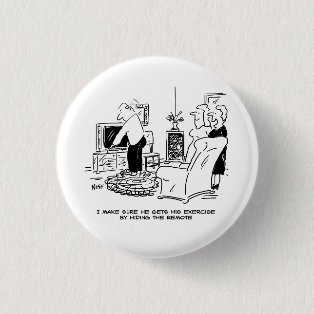 Ehefrau Versteckt Fernsehfernbedienung. Funny Butt Button (Vorderseite)