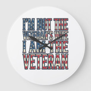 Ehefrau-Veteran Zitat Patriotisches Vintage-Vektor Große Wanduhr