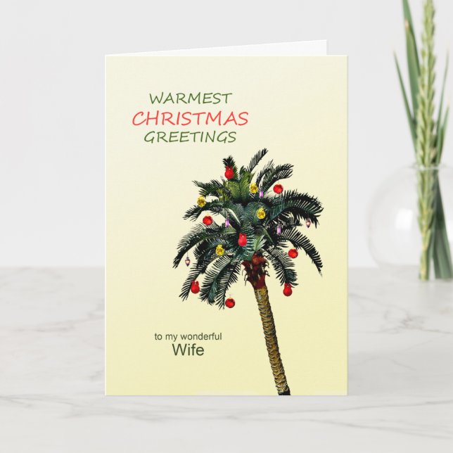 Ehefrau Weihnachtsgrüße Palm Tree Feiertagskarte (Vorderseite)