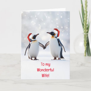 Ehefrau Weihnachtsliebevoll Cute Pinguins Schnee Karte