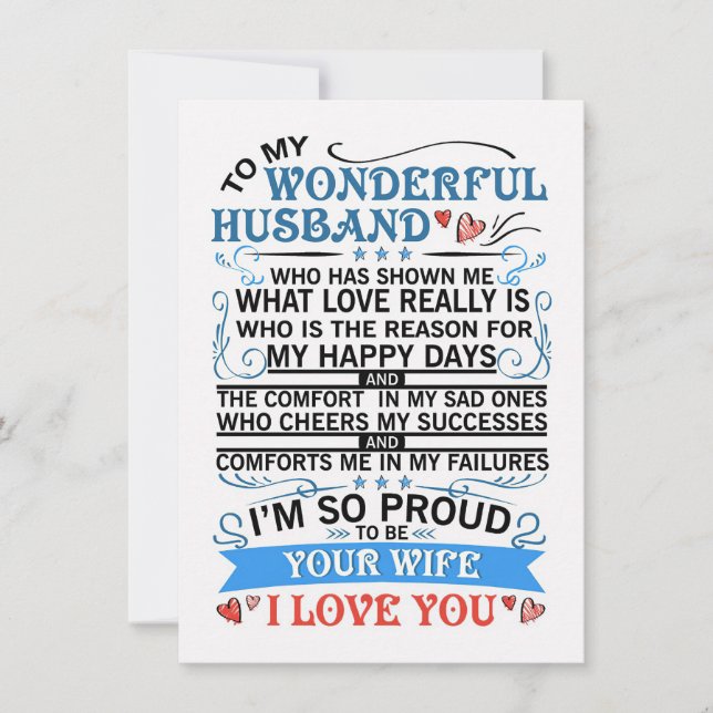 Ehefrau zu meinem wunderbaren Ehemann Einladung (Vorderseite)