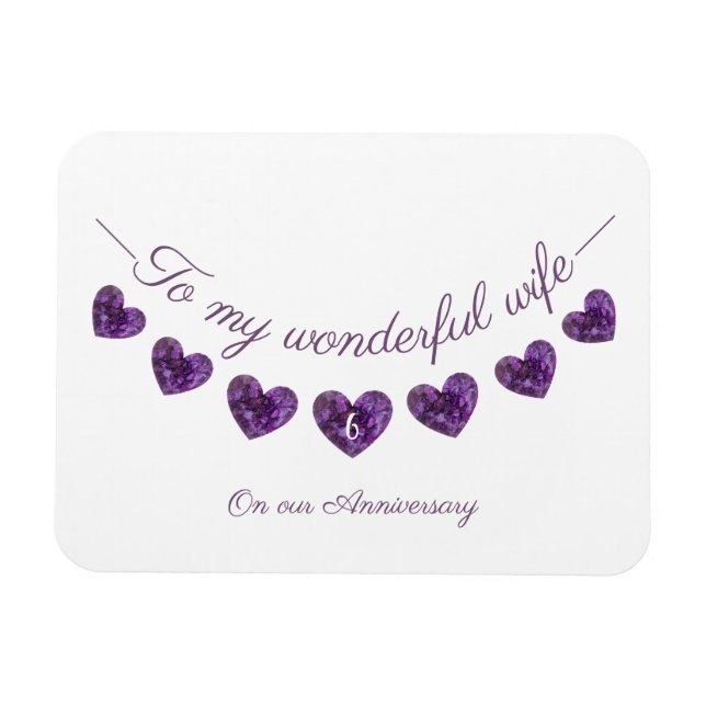 Ehefrau zum 6. oder lila Hochzeitstag Magnet (Horizontal)