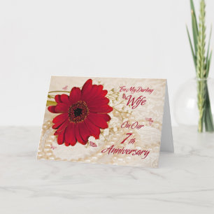 Ehefrau zum 7. Hochzeitstag, eine zarte Blume Karte