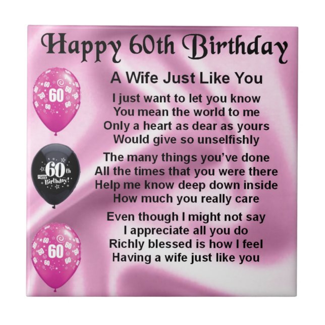 Ehefraugedicht - 60. Geburtstag Fliese (Vorderseite)