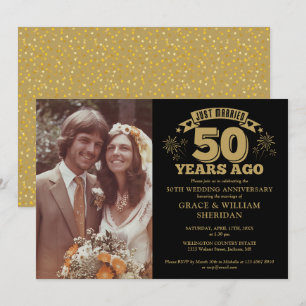 Ehejubiläum 50 Jahre Foto Gold und Schwarz Einladung